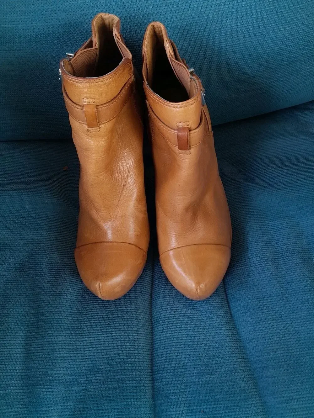 GIANNI BINI Tan Leather Pointed Stiletto Heel Ankle Boots Women's Size 6.5M